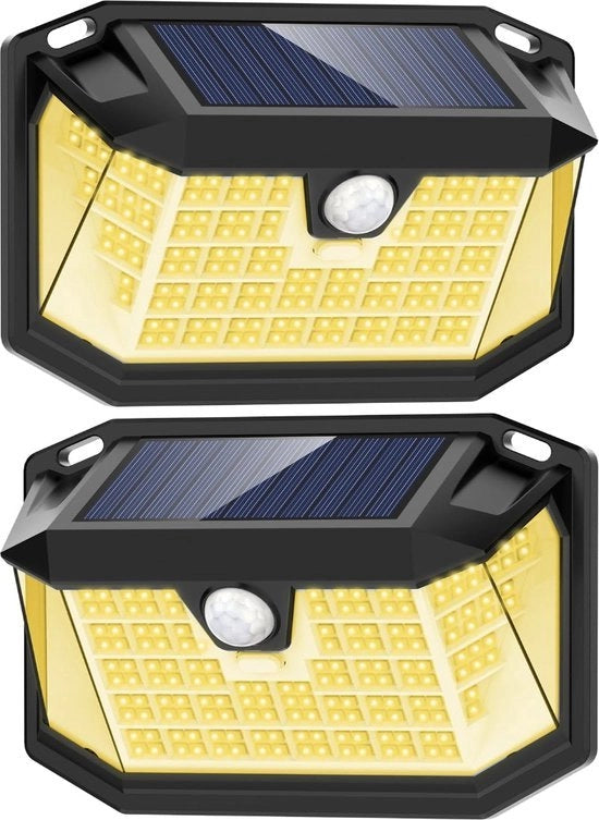 Set di 2 Lampade a LED Solari con Sensore di Movimento per Esterno con 188 LED, 270°, 3 Modi, IP65, Impermeabili, per Murale Esterno