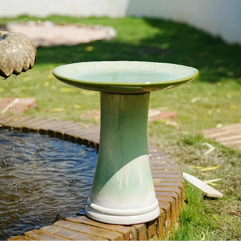 ABBEVERATOIO PER UCCELLI Ø43 cm H 45 cm Ceramica Verde