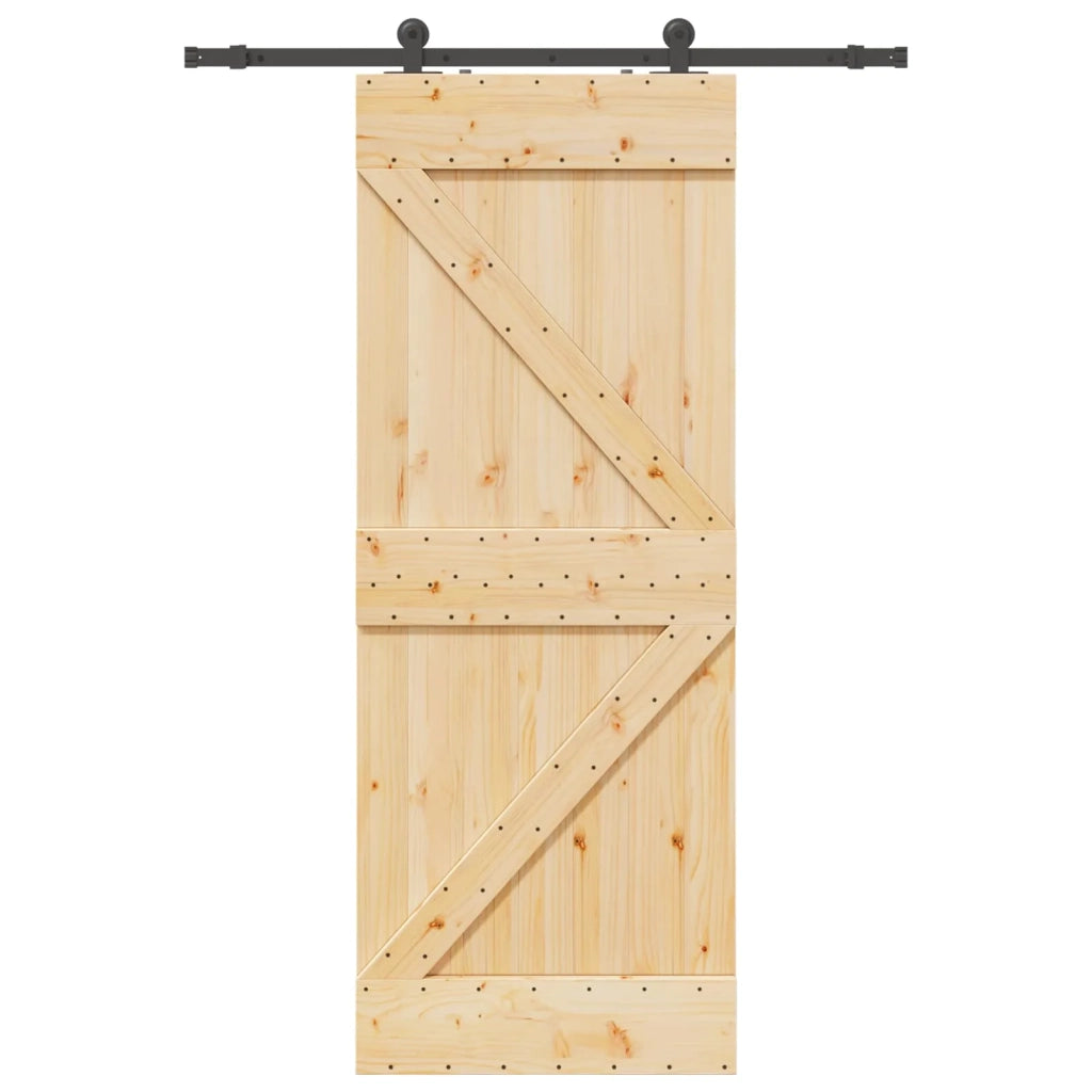 Porta scorrevole NARVIK 80 x 210 cm (152,5 cm) Naturale e Nero 3445218