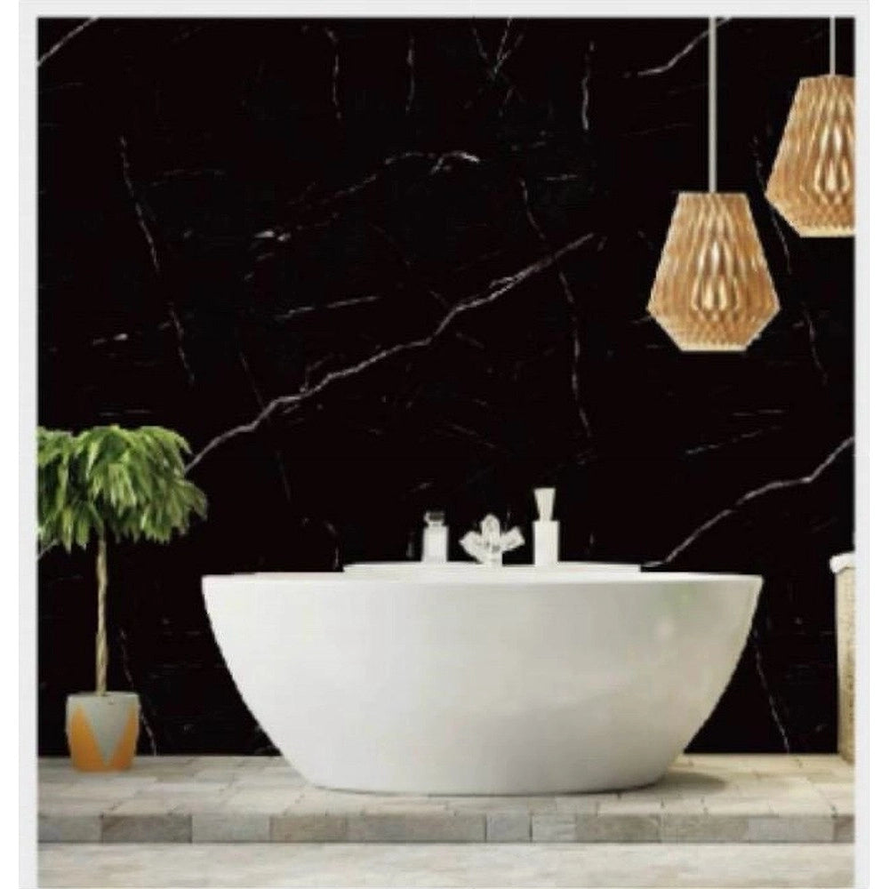 Trade Shop - Pannello Adesivo Effetto Marmo Nero Pareti Paraschizzi 300 X 60 Cm Stanza Cucina -