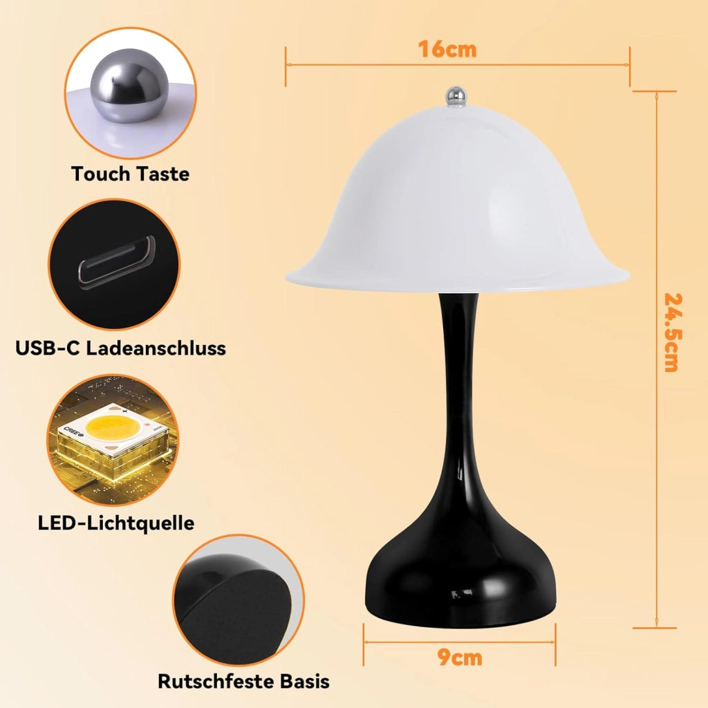 ZMH Lampada da tavolo LED nera moderna dimmerabile per camera letto soggiorno ufficio