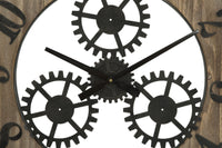 Orologio da Muro Ingranaggio Plus Ø60x4 cm in Ferro e MDF Nero