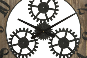 Orologio da Muro Ingranaggio Plus Ø60x4 cm in Ferro e MDF Nero