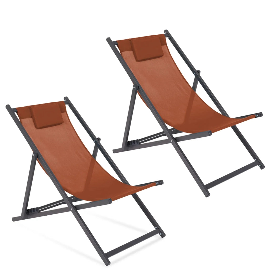 IDMarket - Set di 2 peperoncini LOTA in acciaio e tessuto textilene color terracotta