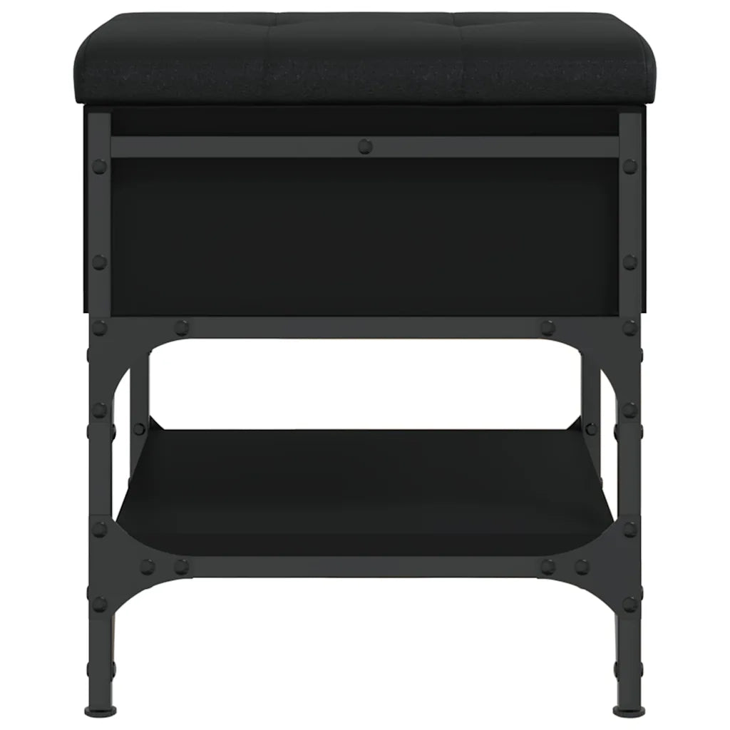 Panca Porta Scarpe Nera 42x42x45 cm in Legno Multistrato