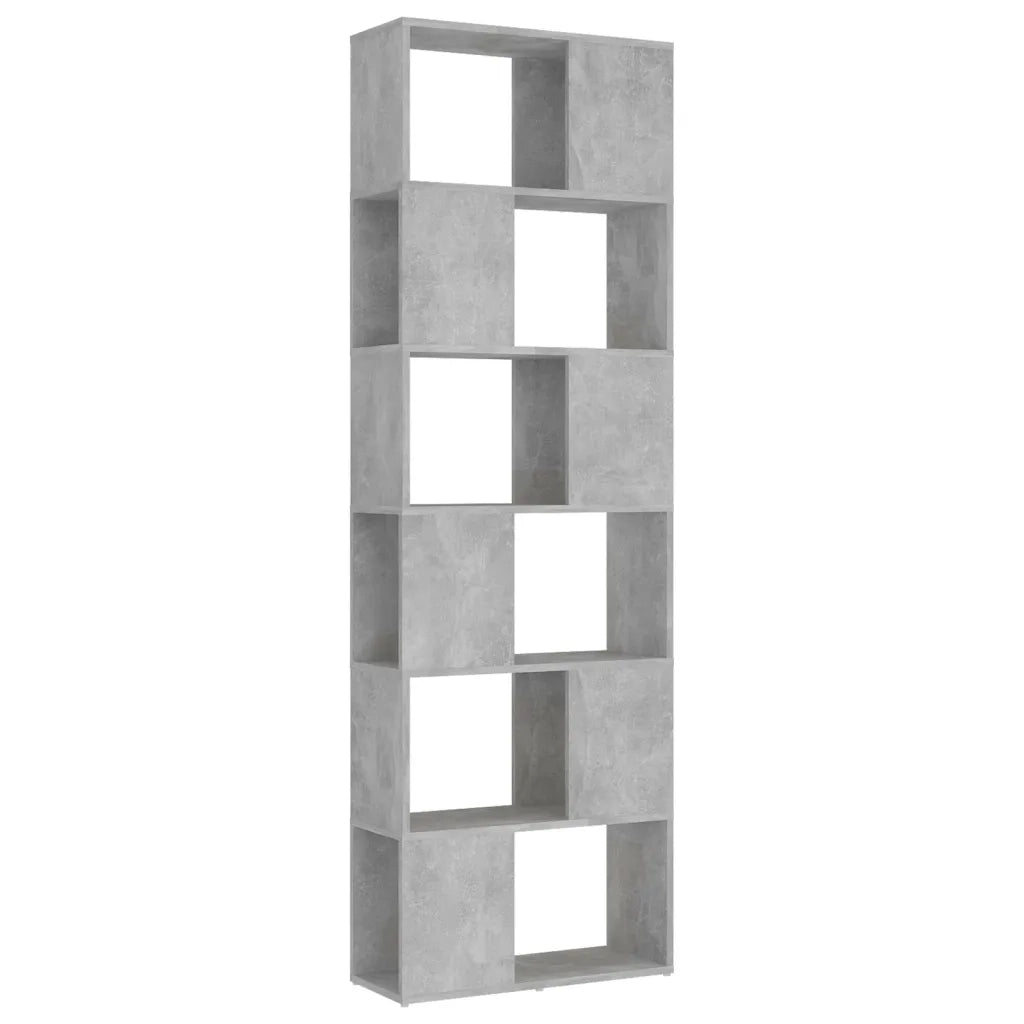 Libreria Divisorio-Scaffale per Libri-Mobile di Stoccaggio Grigio Cemento 60x24x186 cm in Truciolato