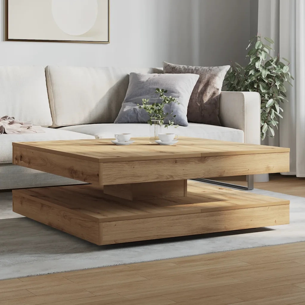 Tavolino da Caff¨¨ Girevole a 360 Gradi-Tavolino da soggiorno Artigianale 90x90x34,5cm