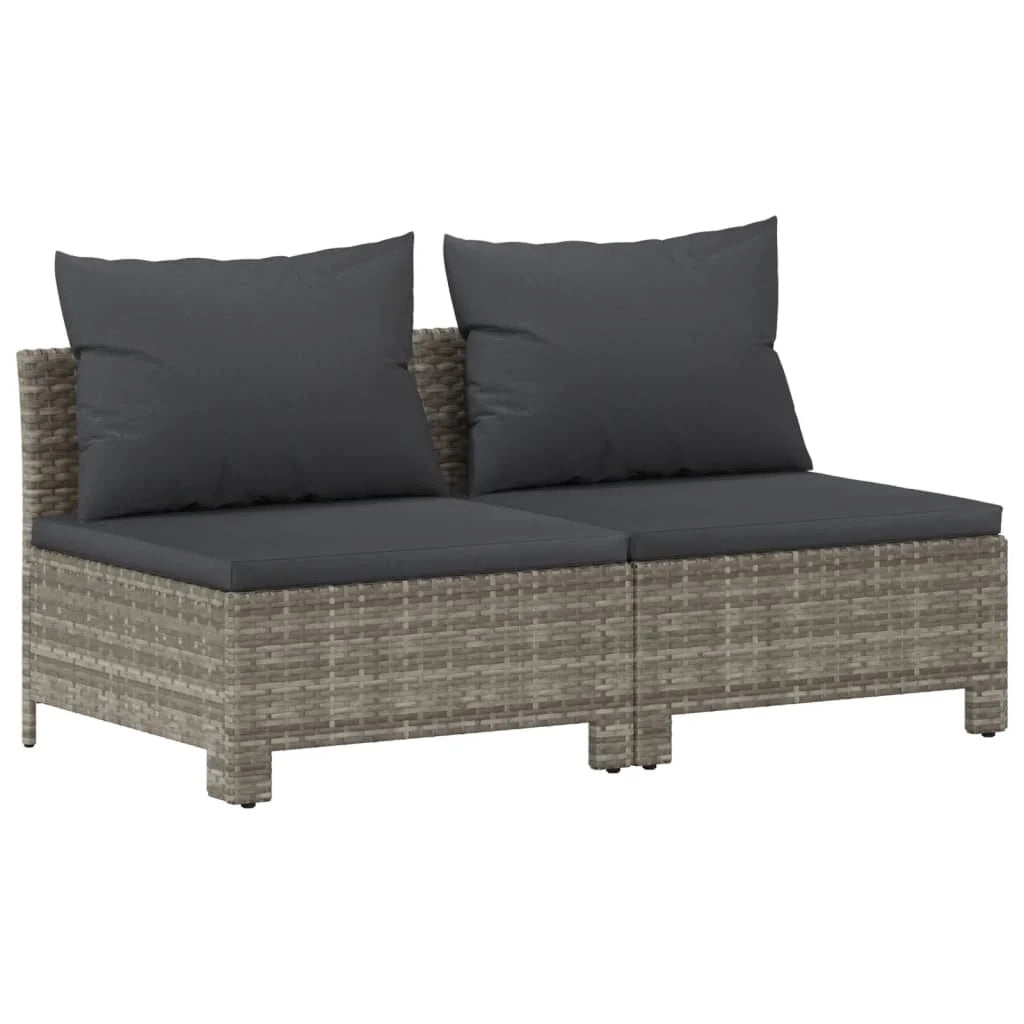 Set di mobili da giardino mobili da esterno 7 pezzi con cuscini resina intrecciata grigia 02_0017211