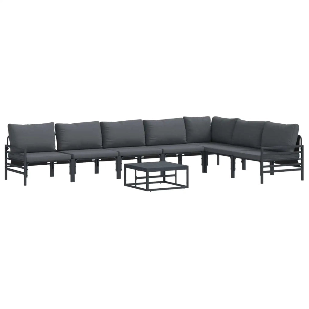 Set Divano da Giardino con cuscino 8 pcs Nero Acciaio 3378993