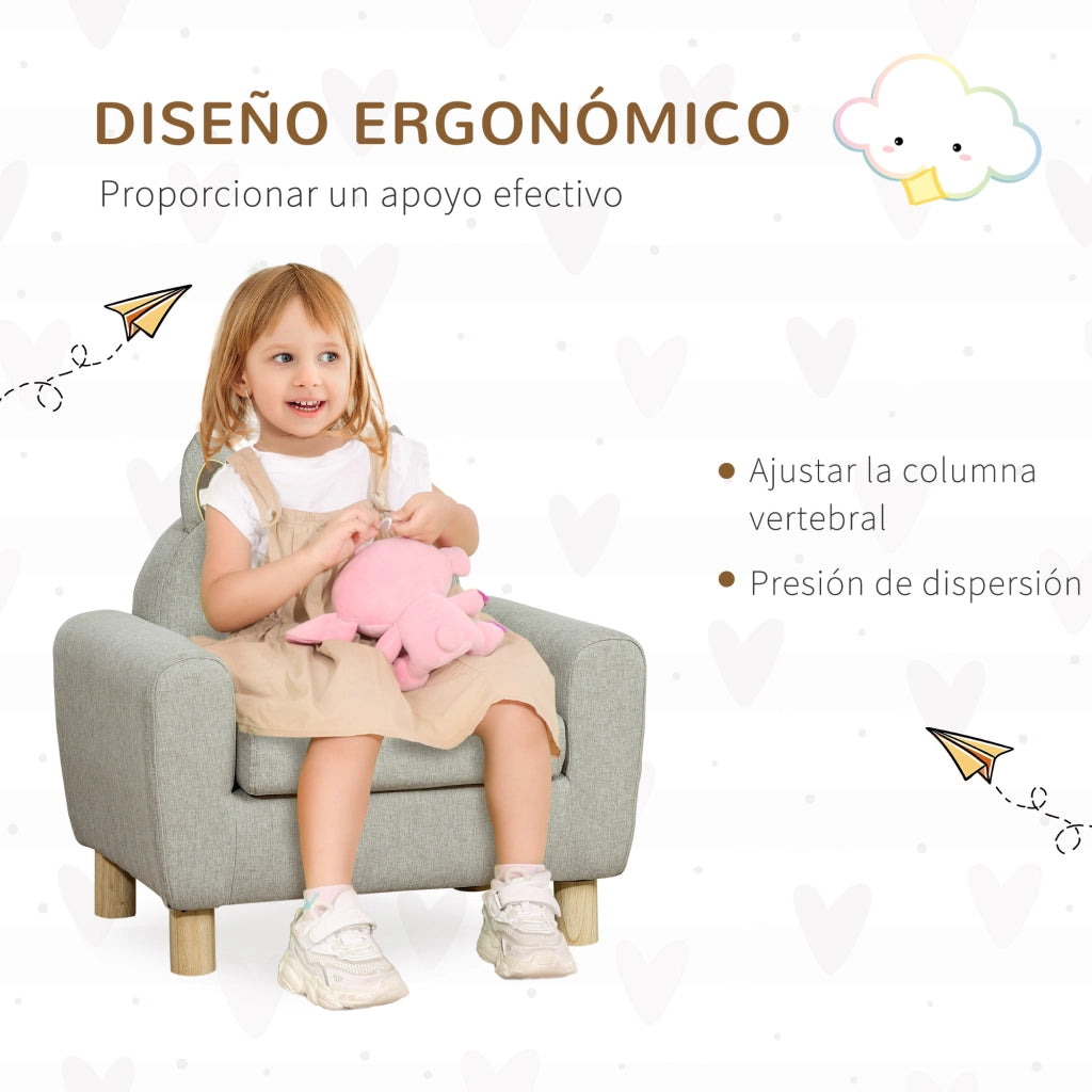 Poltrona per Bambini con Braccioli Imbottiti ¨C Minimal ¨C Marrone 61x42x53 cm