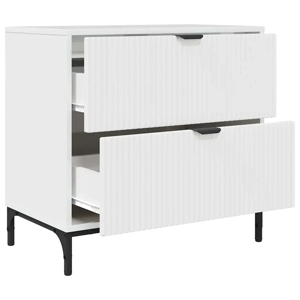 Comodino-Tavolino da notte Bianco lucido 63.5 x 36 x 61 cm Legno multistrato