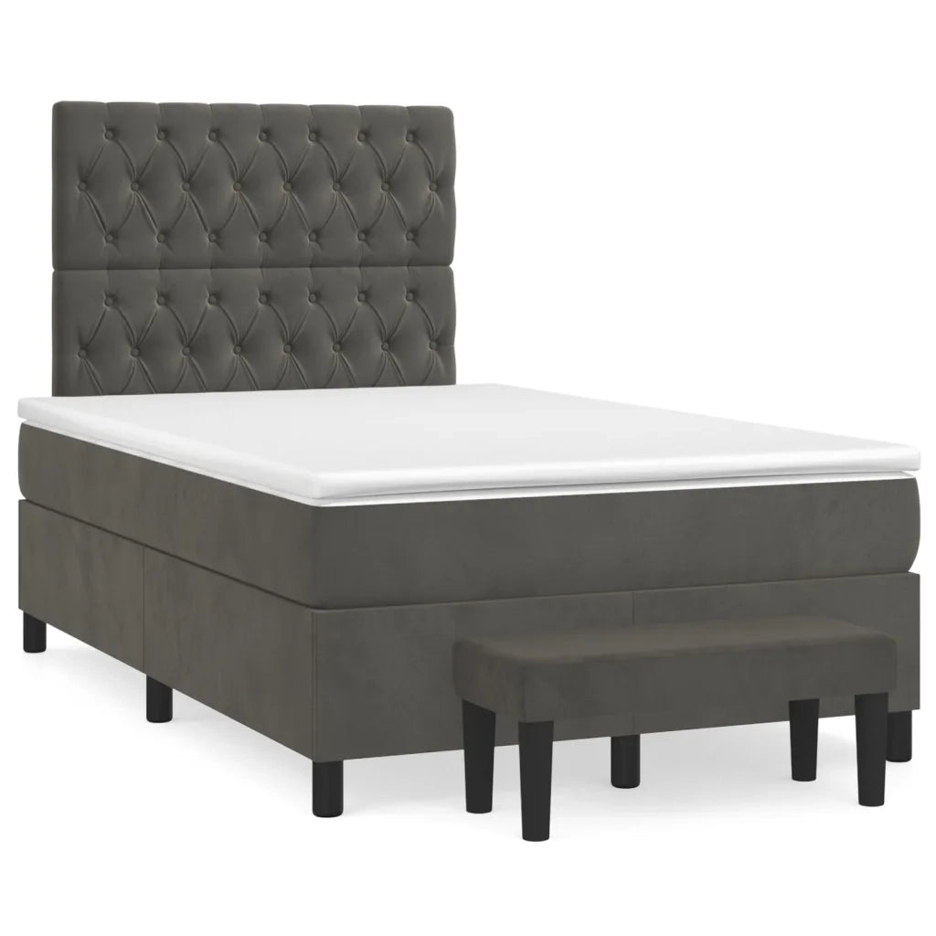 Giroletto a Molle con Materasso Grigio Scuro 120x200 cm Velluto 3138014