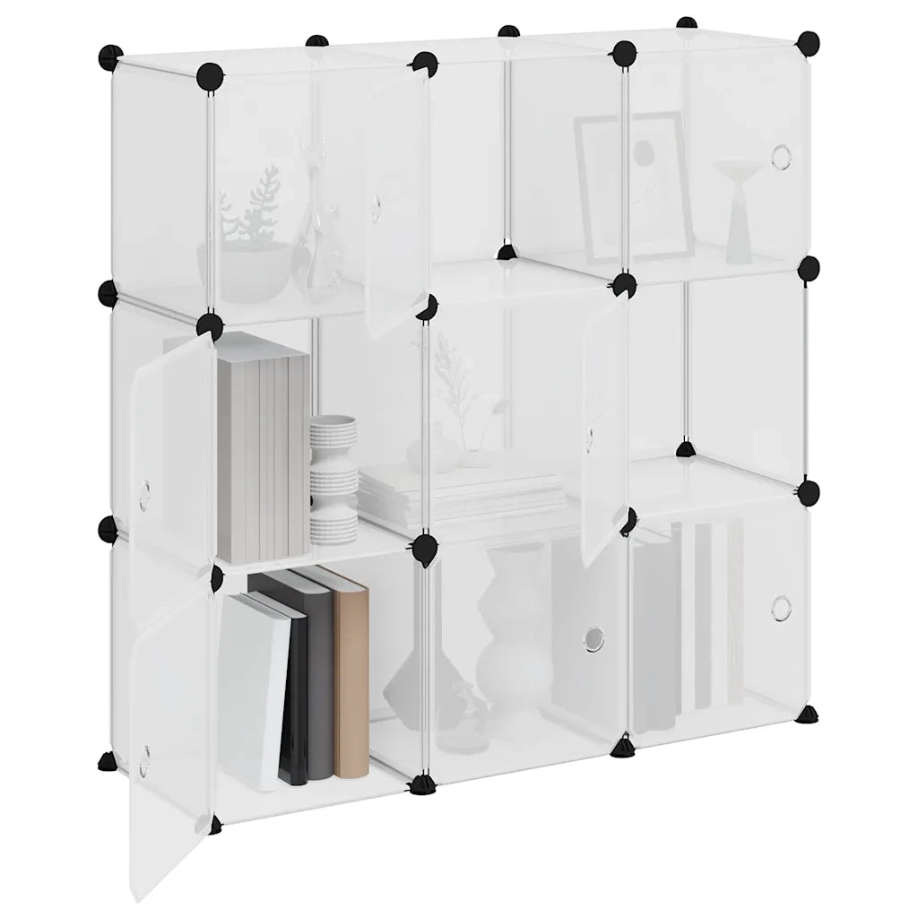 Contenitore a Cubo con 9 Cubi e Ante Trasparente PP 340557