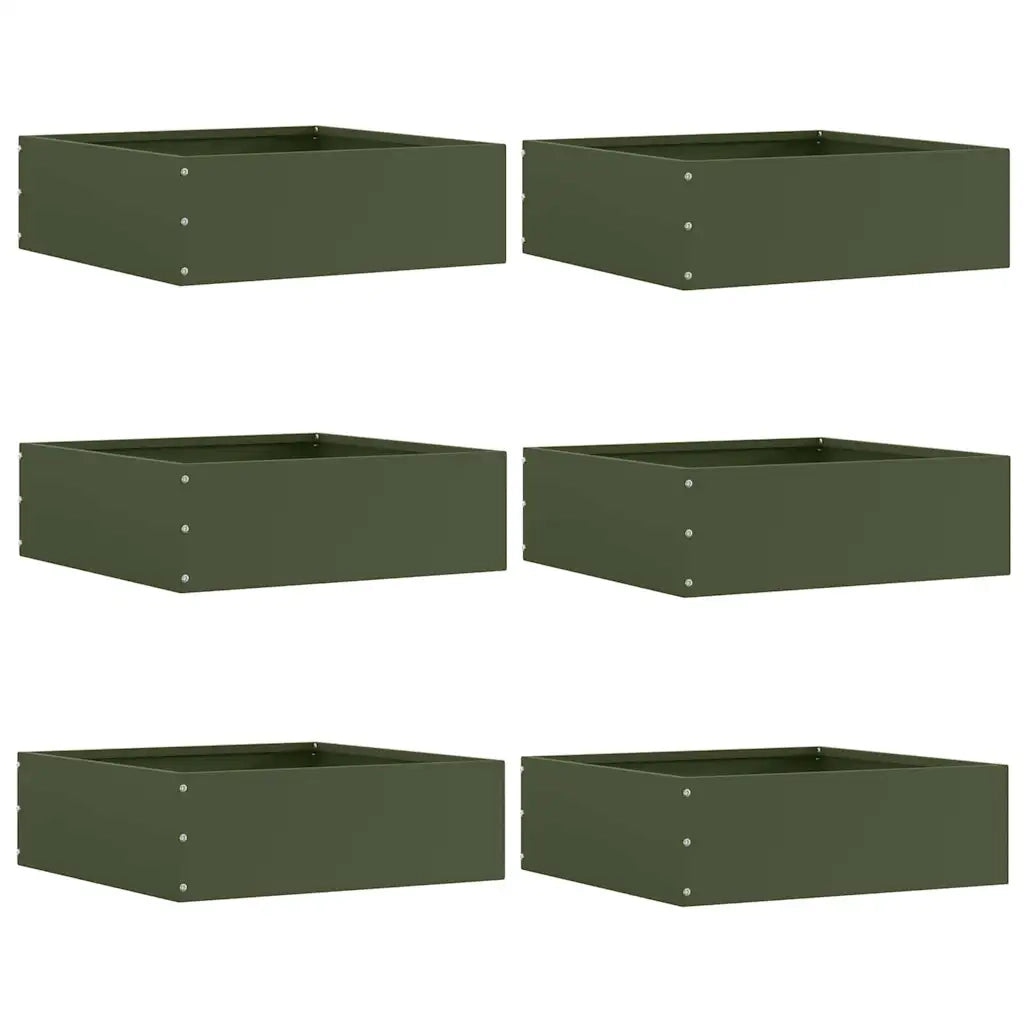 Bordura per Prato 6 pcs Verde oliva 40 x 40 x 13 cm Acciaio