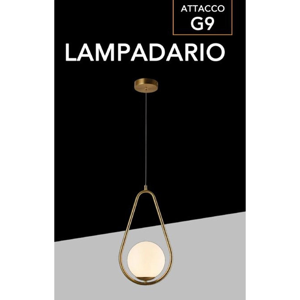 Trade Shop - Lampadario A Sospensione Design A Goccia Bronzo Metallo Con Sfera Lampada Attacco G9 A27 -