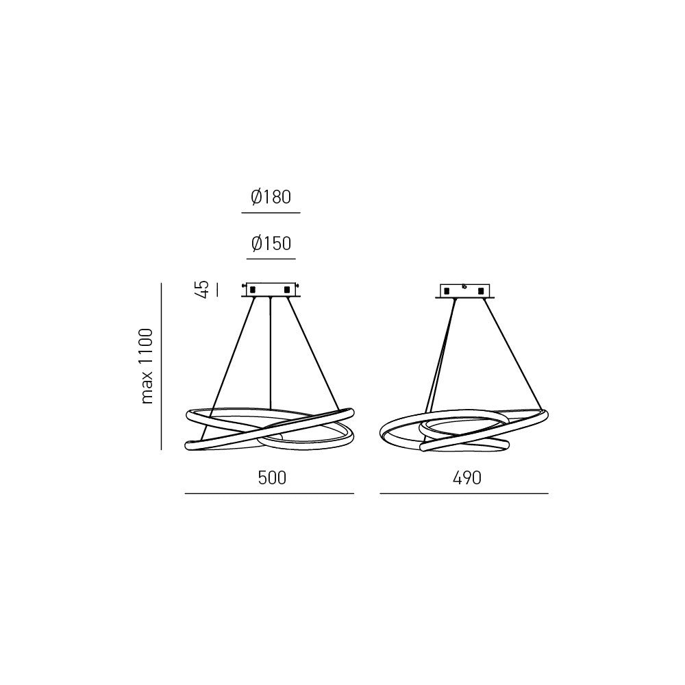 Lampada a sospensione Diva S/P in alluminio Oro Spazzolato, LED 42W 2400lm 3000K, Dimmerabile taglio fase e push - Gea Luce