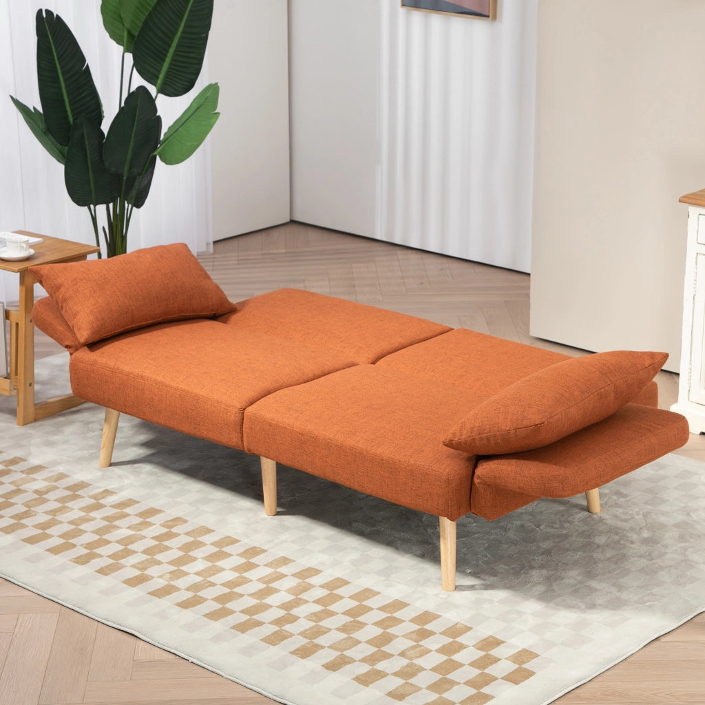 Divano letto 3 posti inclinabile ¨C zephmum ¨C tessuto effetto lino marrone