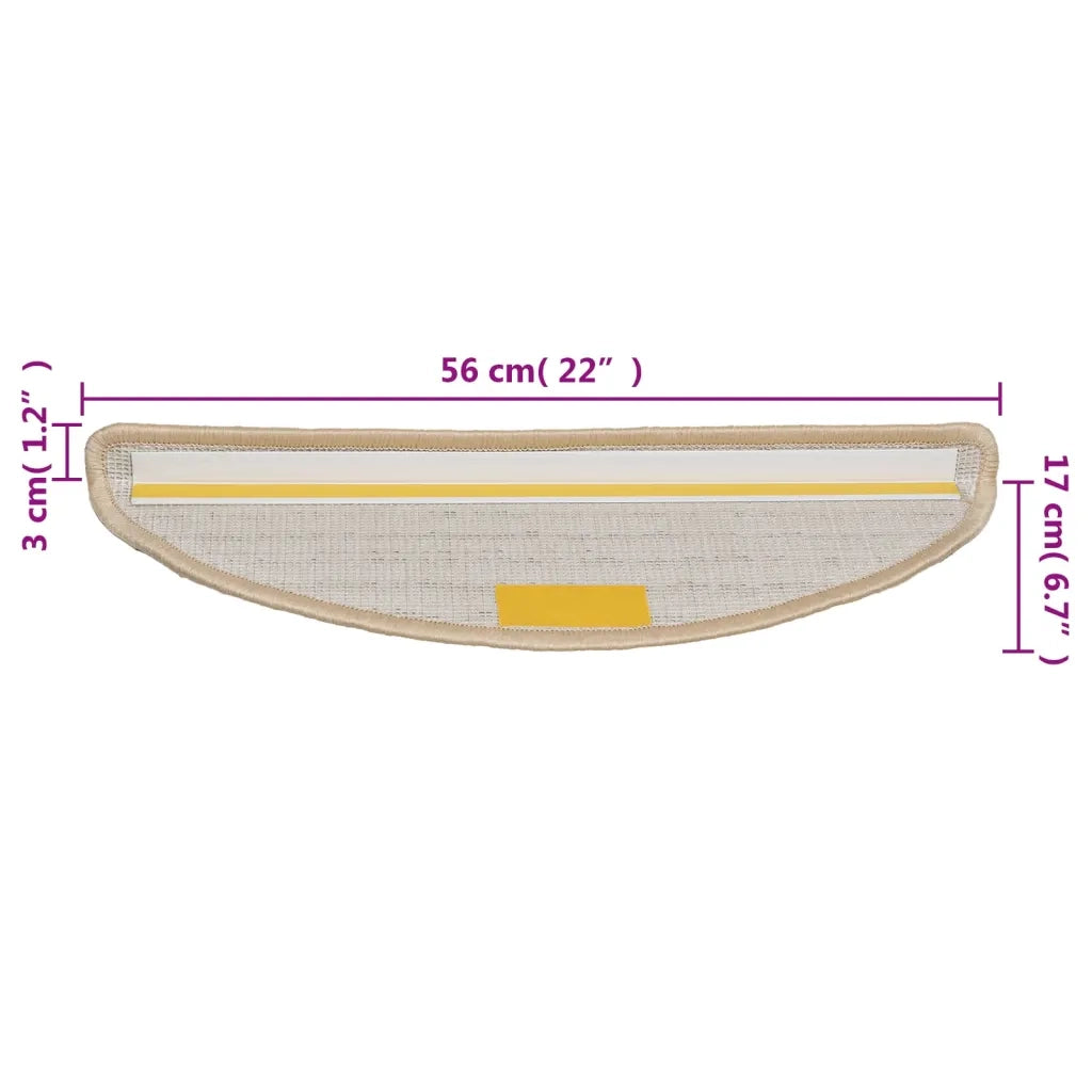 Tappetini per scale 15 pz | Gradini per Scale 56x17x3 cm Crema Semicircolari