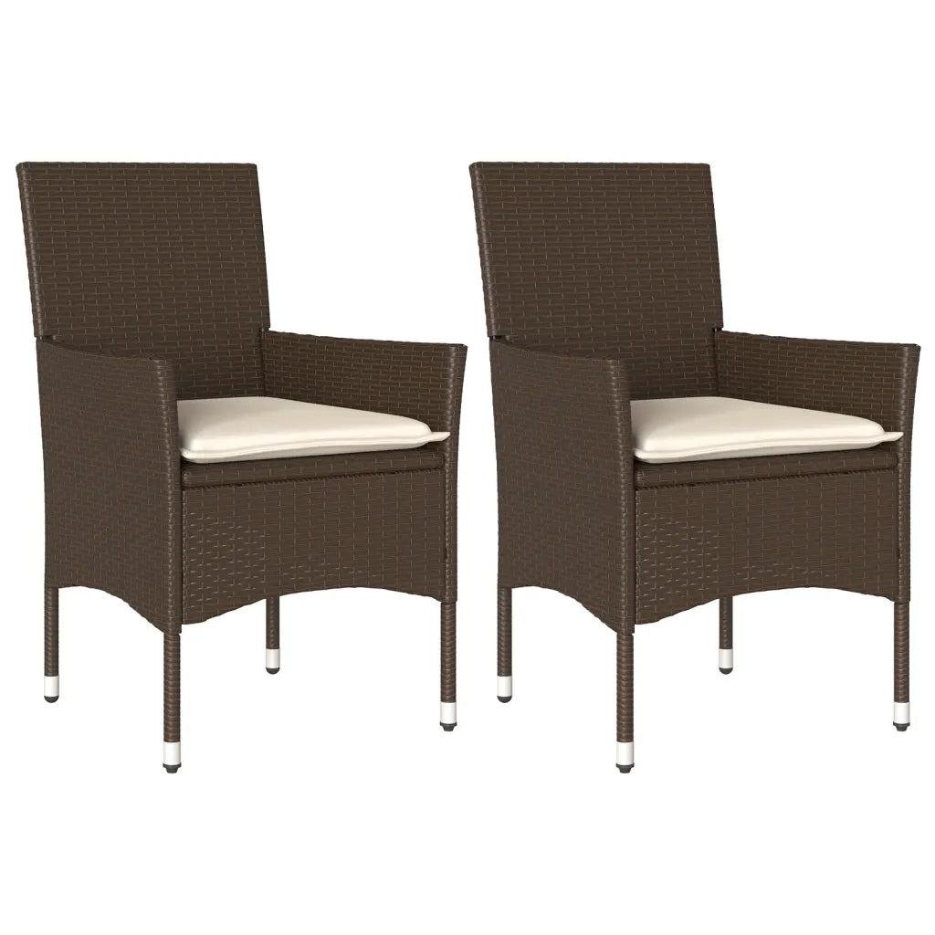 Sedie da Giardino con Cuscini 2 pz | Sedie da Esterno Marroni in Polyrattan
