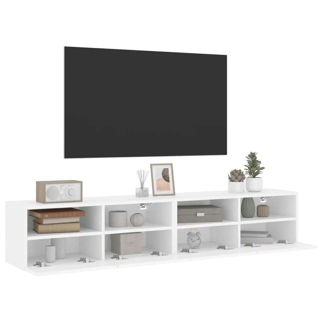 Mobili TV a Parete 2pz-Credenza TV-Console TV Bianchi 80x30x30 cm in Legno Multistrato