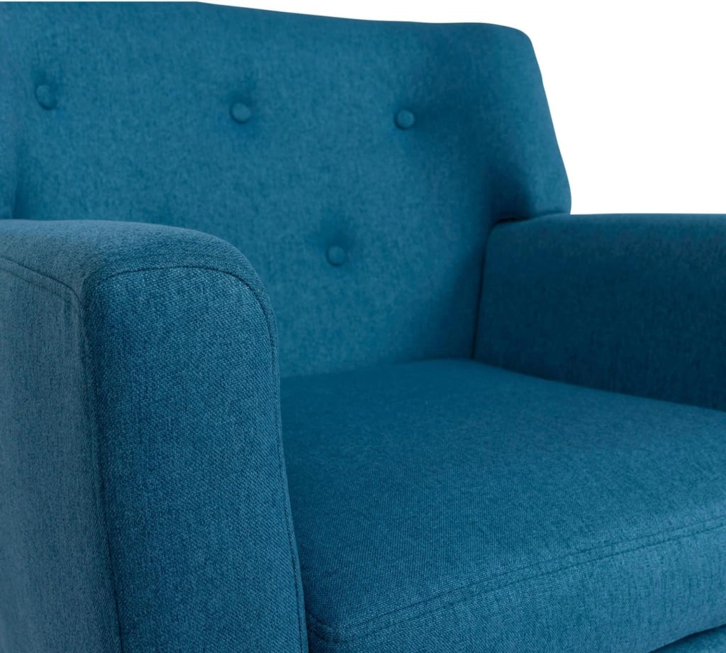 Poltrona scandinava in tessuto blu anatra LIV