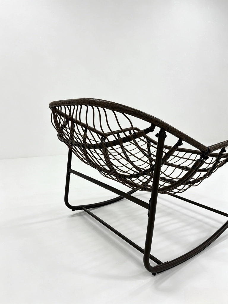 SEDIA A DONDOLO Oversize 78x106x90 cm Blu navy Rattan sintetico e acciaio