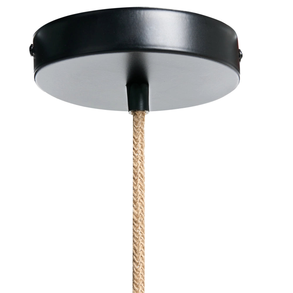Lampada a sospensione Paralume di iuta naturale Base di ferro nero Lampo boho a sospensione Soggiorno Camera da letto Corridoio