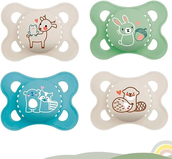 Fopspeen in Silicone Soft per Bambini 0-6 anni Unisex // Set da 4 pezzi // Incluso 2 Scatole di Trasporto Sterilizzabili