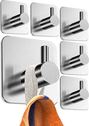 Haken senza martellare – 6 haken in acciaio inossidabile adesivi, haken adesivi in acciaio inossidabile, haken per appendere asciugamani nelle docce, haken per attaccare alle pareti - argento