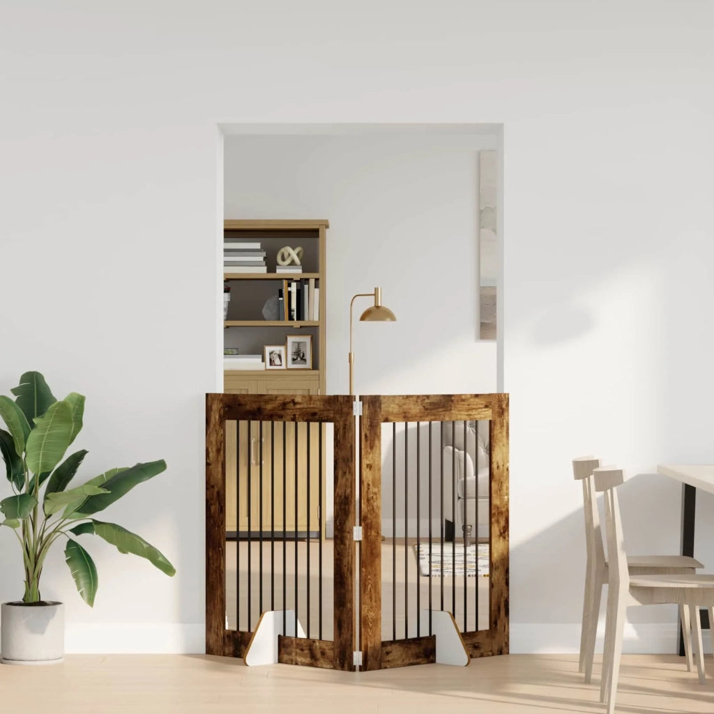 Cancello per cani con supporti 2 pz Rovere Fumo 80 x 100 cm CFW8813867