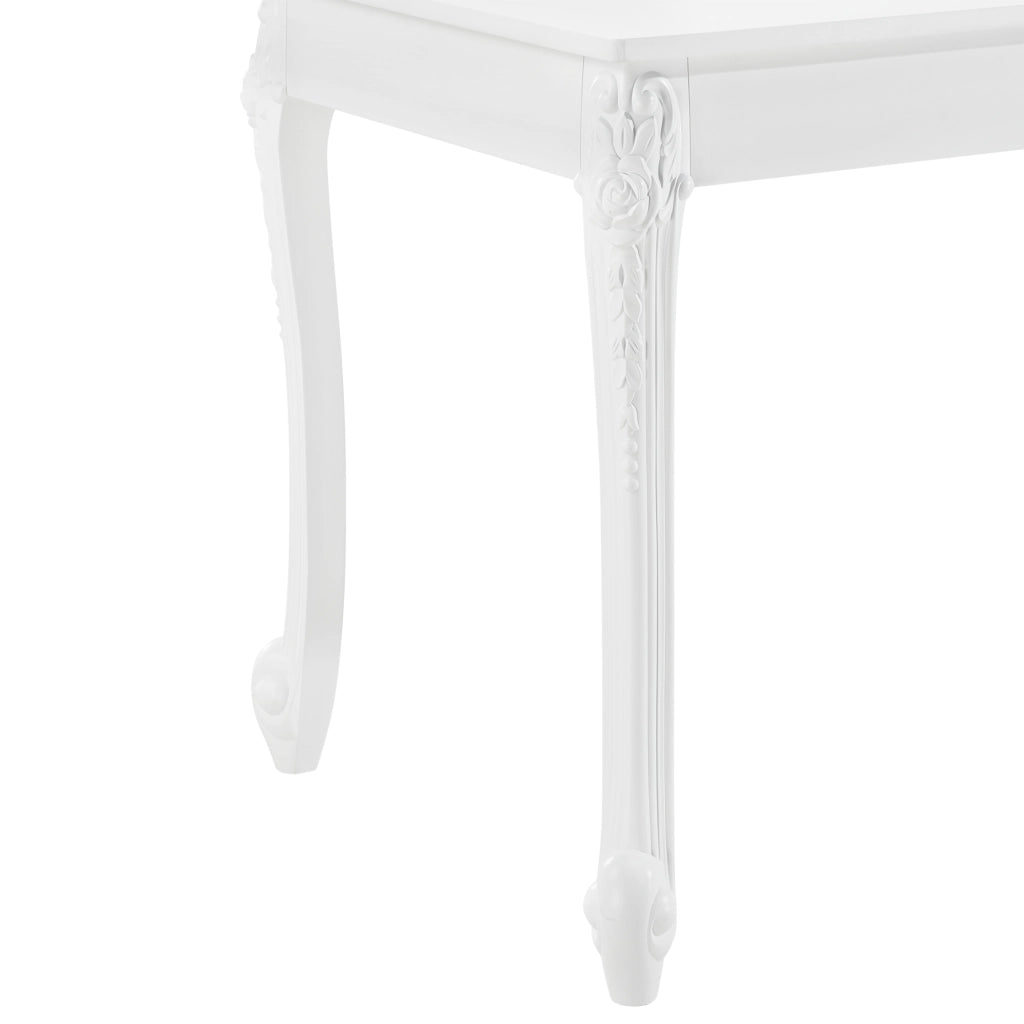 Tavolo da Pranzo Bianco in Stile Barocco con Decoro Floreale 116 x 66 x 76 cm Tavolo Rettangolare con Gambe di Plastica Tavolo da Sala Pranzo Fino a 4 Posti