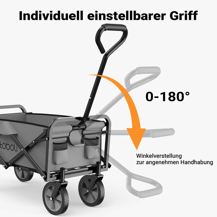 Toboli Carretto a mano pieghevole, max 100 kg, tessuto impermeabile grigio, Carrello spiaggia