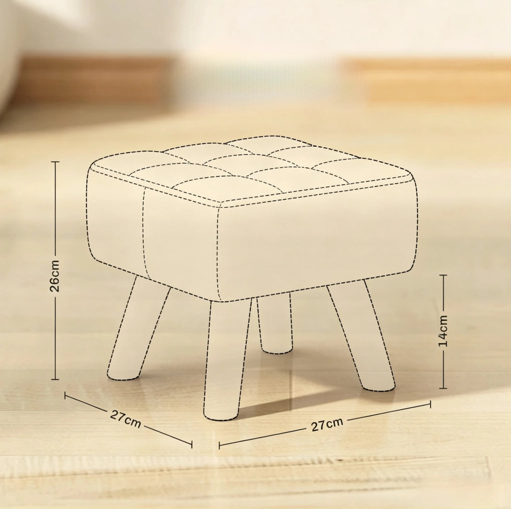 Pouf 27x27x26 cm imbottito in lino marrone chiaro