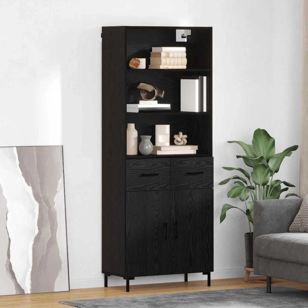Credenza Rovere Nero 69,5 x 34 x 180 cm Legno multistrato 3416185