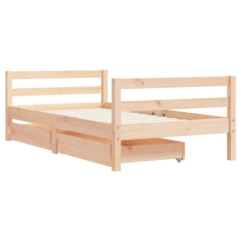 Giroletto per Bambini con Cassetti 80x160cm Legno Massello Pino
