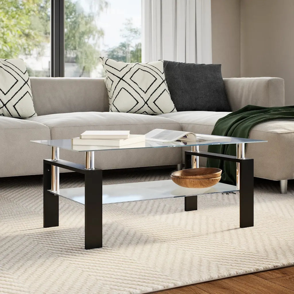 Tavolino Grigio e Trasparente 95x55x40 cm Vetro Temperato 330305