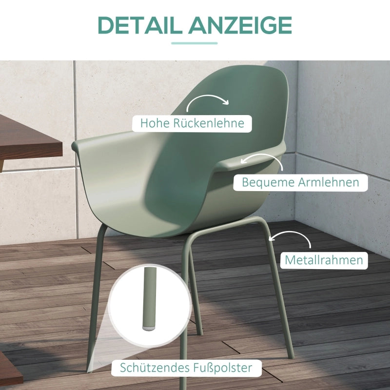 Sedie Da Giardino 4 Pezzi Verde Acciaio Con Schienale E Braccioli Per Esterni Facile Montaggio