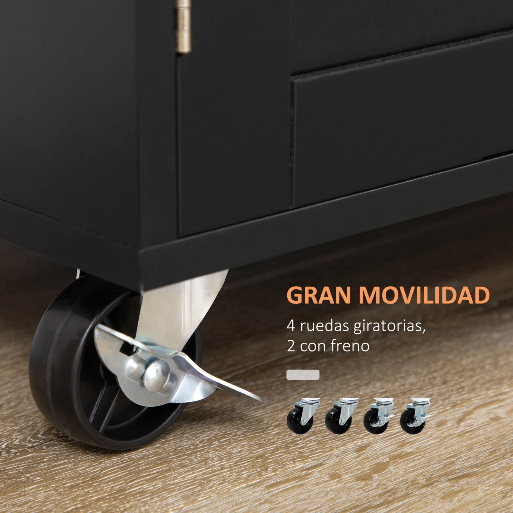 Armadio Mobile con Ante, Cassetto e Ripiani ¨C Zephmum ¨C 109x40x89 cm Nero