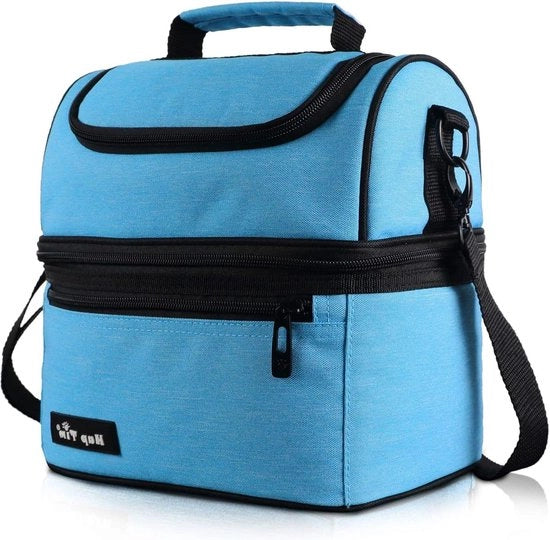 Lunchbox Isolata Grande Borsa a Specchi - Per Adulti Uomini Donne Bambini - Doppia Borsa per Ufficio Scuola Picnic - Blu