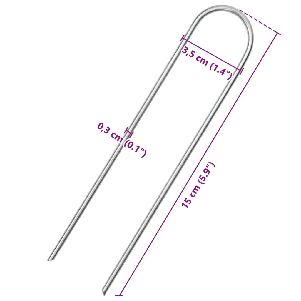 Picchetti da Terra a Forma di U 25 pz 15x3,5 cm Acciaio Zincato CFW1292503