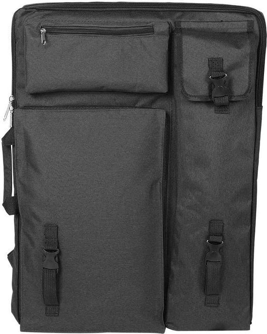 Borsa per artisti, tavola da disegno, A4, borsa, tela, 4K, grande portfolio per artisti, zaino, outdoor, tavolo da schizzo, borsa a tracolla per disegno, schizzo, pittura (nero)