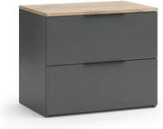 Credenza Wido, Antracite, 60 x 50 cm con 2 cassetti, per riporre abiti e oggetti di uso quotidiano