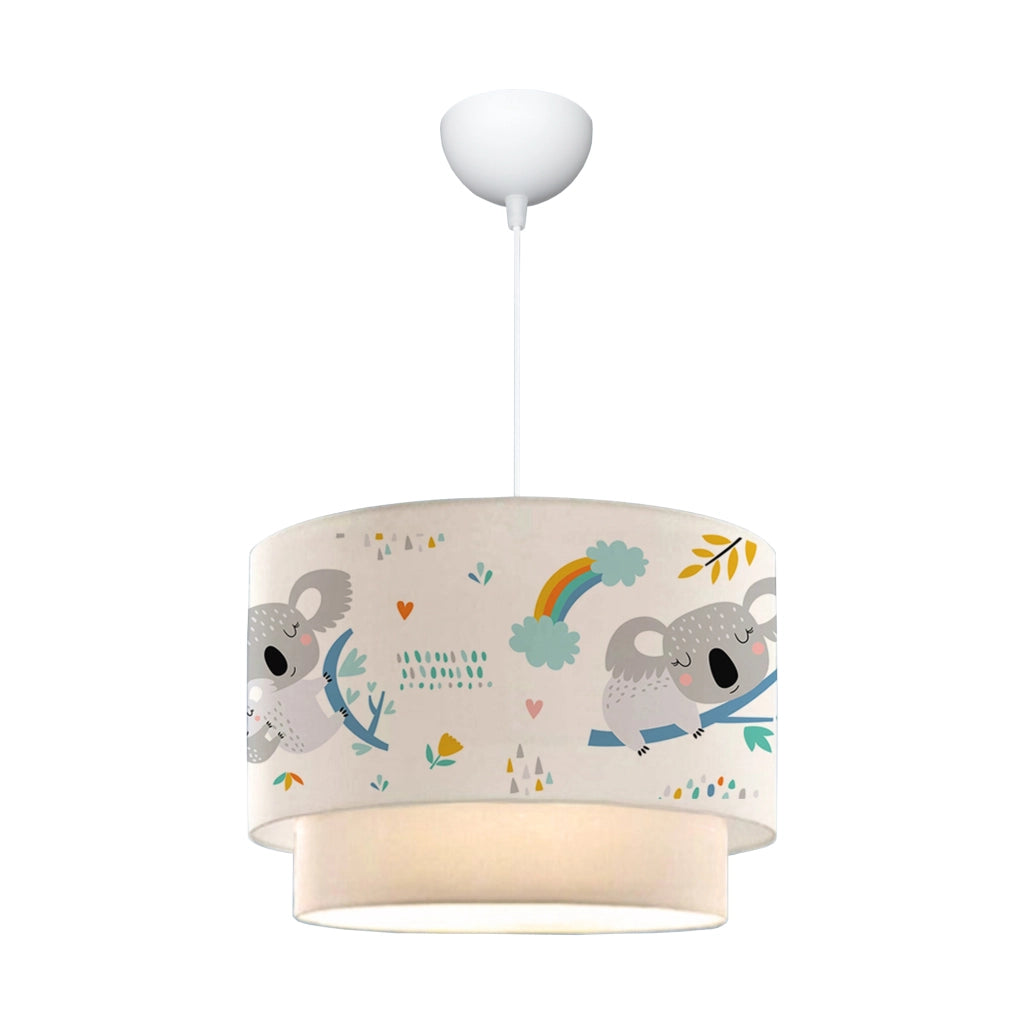 Lampada a Sospensione Lurgan per Cameretta Decorato con Koala - Bianco lux.pro