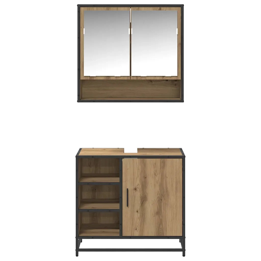 Set di mobili per il bagno con porta 2 pcs Rovere artigianale