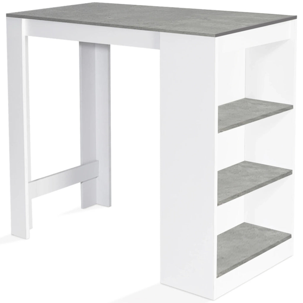 IDMarket - Tavolo alto da bar BARTH per 2-4 persone, legno bianco, piano effetto cemento