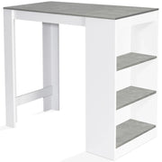 IDMarket - Tavolo alto da bar BARTH per 2-4 persone, legno bianco, piano effetto cemento