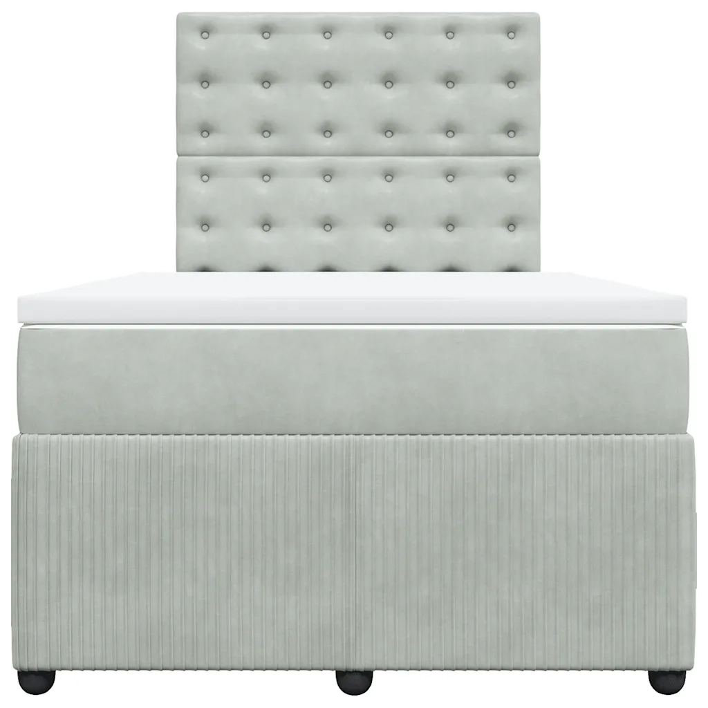 Giroletto a Molle con Materasso Grigio Chiaro 120x190cm Velluto