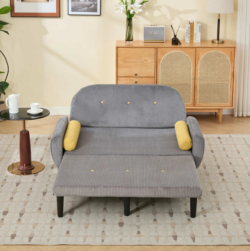 Divano Loveseat in Velluto Grigio con Contenitore, Letto e Poltrona Relax