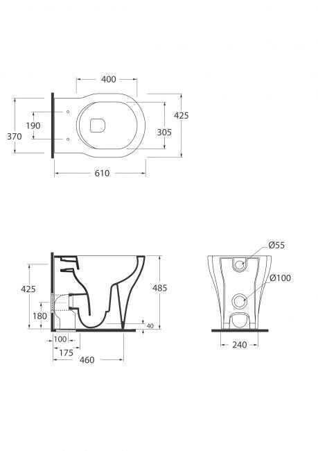 Kit Sanitari filomuro Serie XL - Azzurra ceramica - Kit filomuro Azzurra XL (Bidet, vaso, coprivaso)