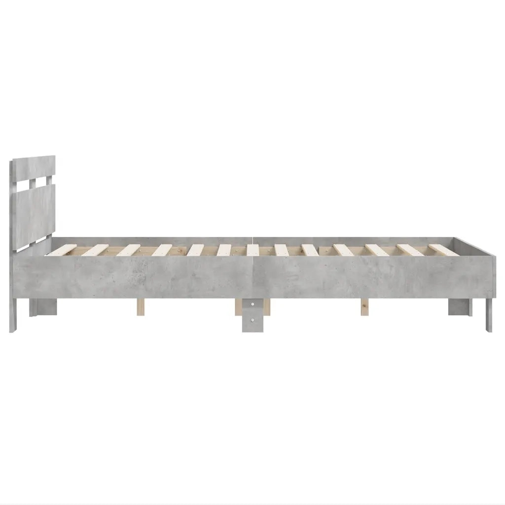 Letto matrimoniale | Letto per adulti | Giroletto Testiera Grigio Cemento 120x200 cm Legno Multistrato